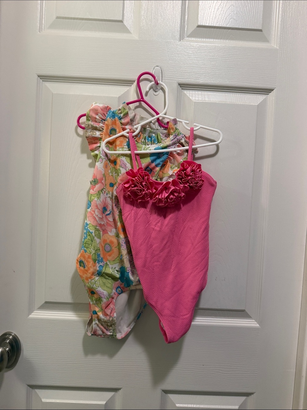 Janie and Jack Pink Ruffle One-Piece & Floral Print Swimsuits